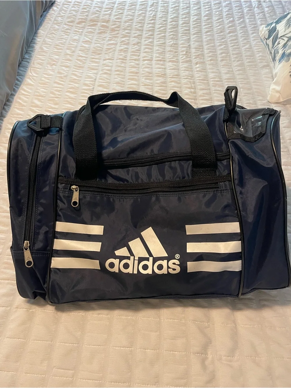 adidas Navy Duffel Bag with White Logo